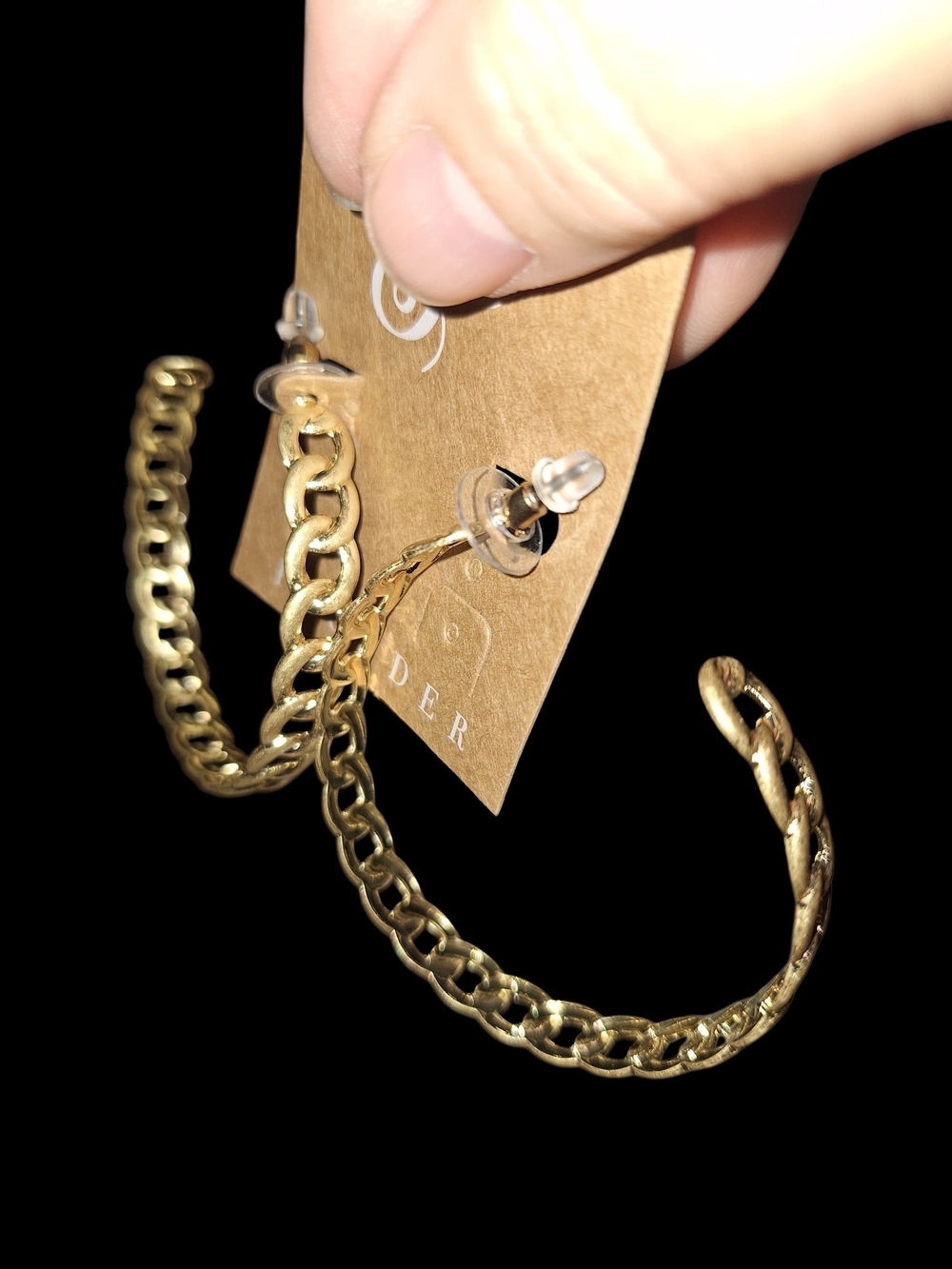 Gold-Tone Chain-Link Hoop Earrings Light Weight